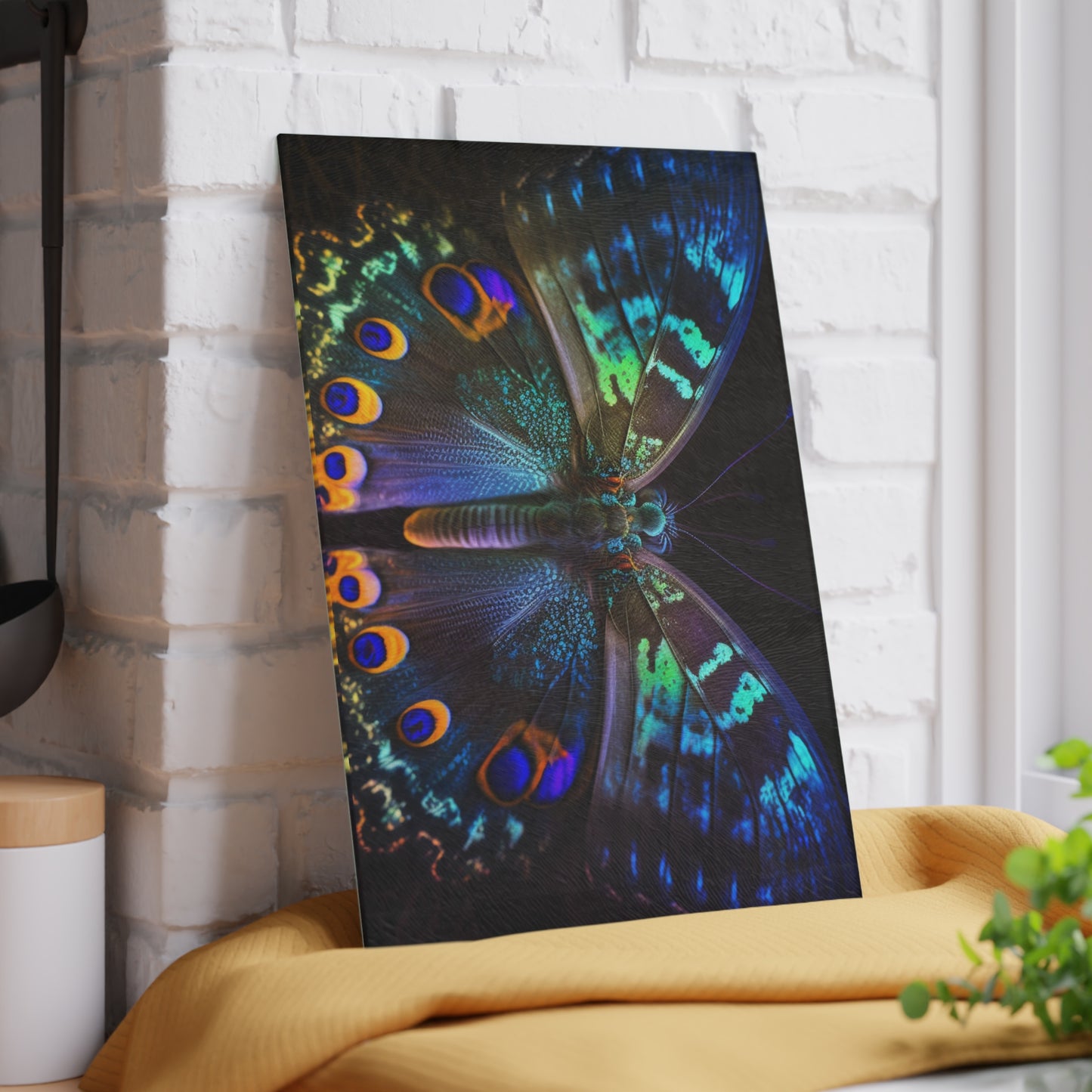 Glass Cutting Board Neon Hue Butterfly 3