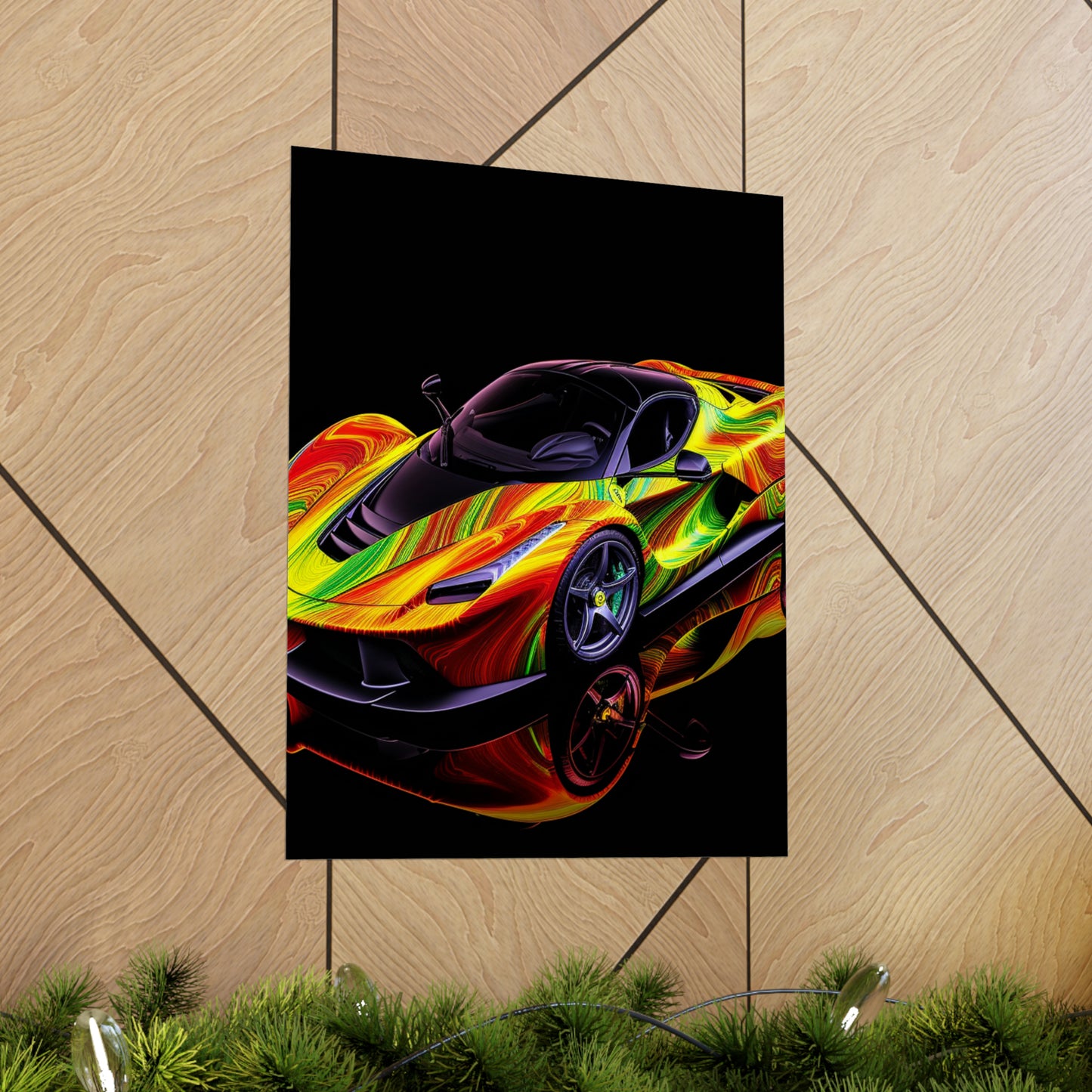 Premium Matte Vertical Posters Ferrari Neon 4