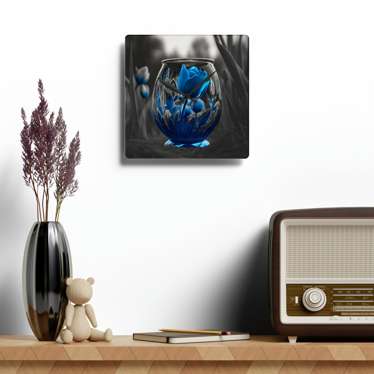 Acrylic Wall Clock Tulip Blue 2