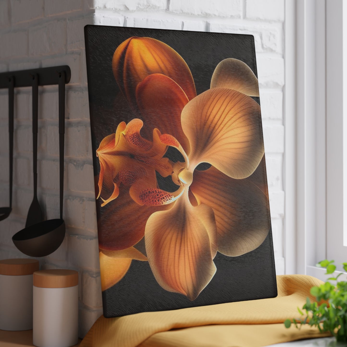 Glass Cutting Board Orange Orchid 2