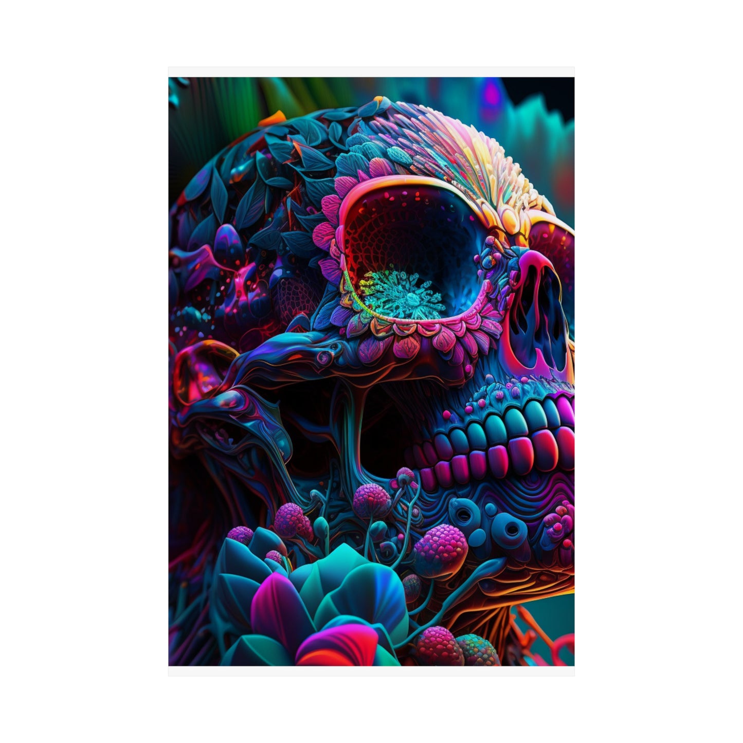 Premium Matte Vertical Posters Florescent Skull Death 3