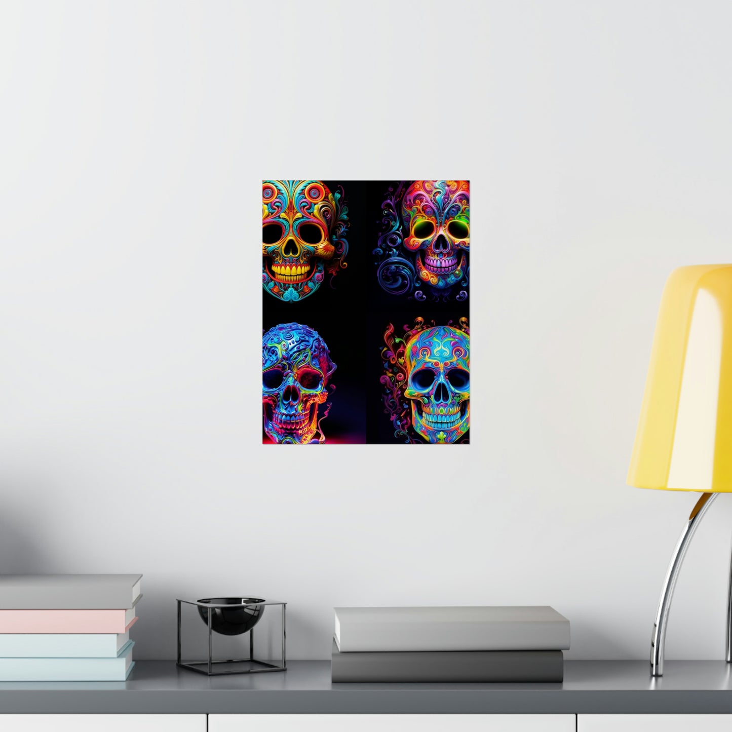 Premium Matte Vertical Posters Macro Skull Color 5