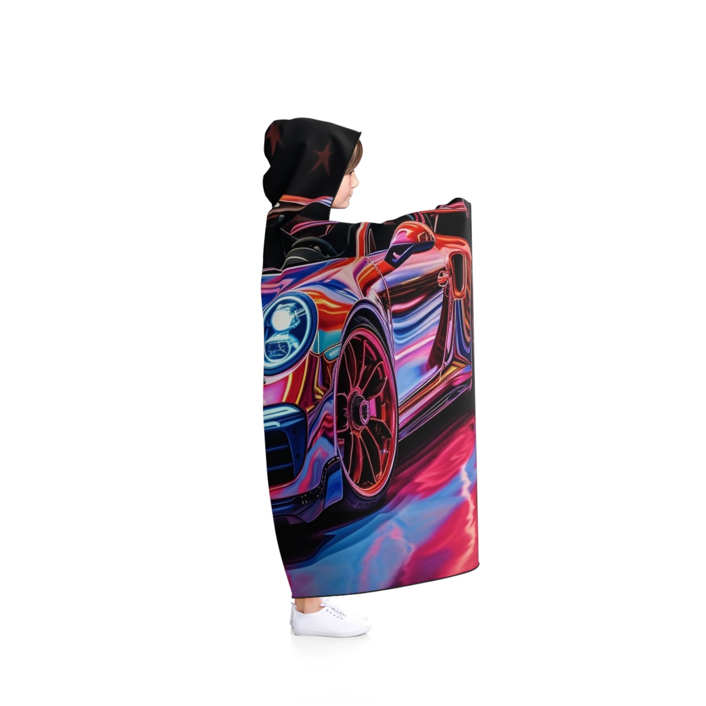 Hooded Blanket American Flag Colored Porsche 3