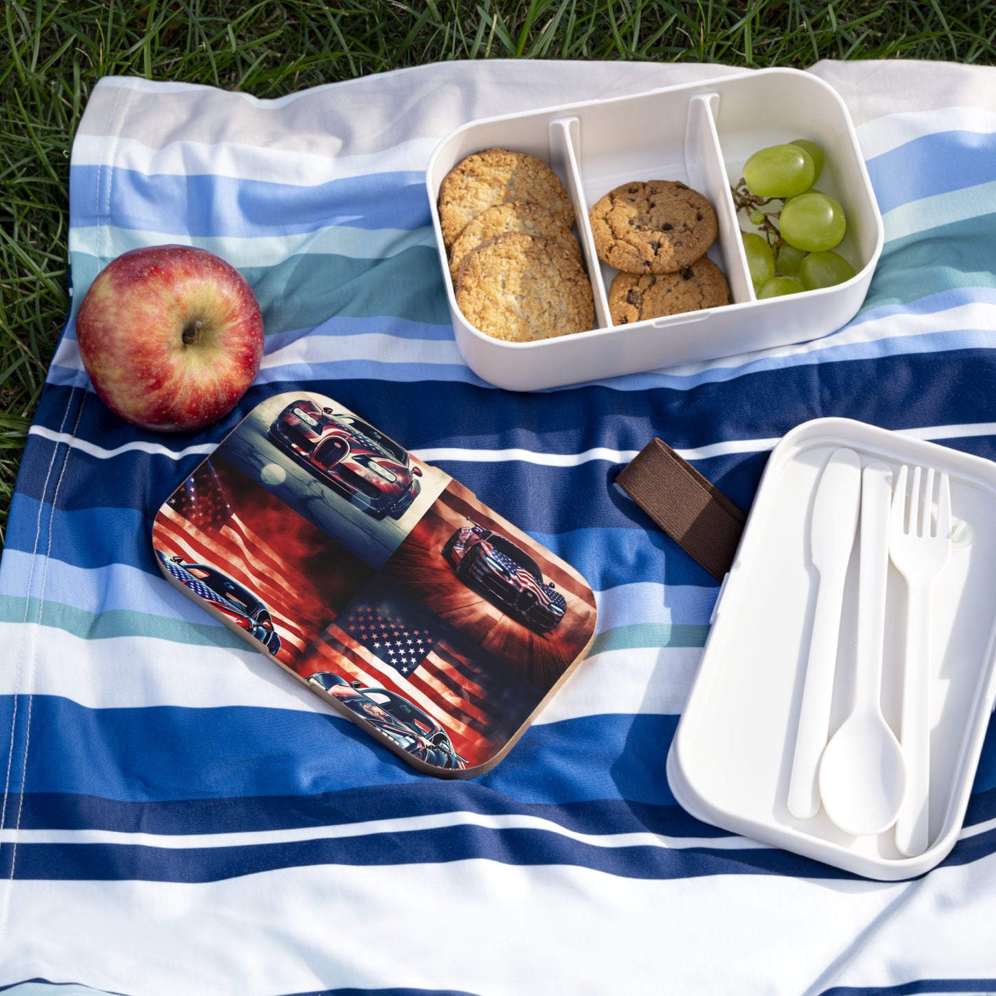Bento Lunch Box Abstract American Flag Background Bugatti 5