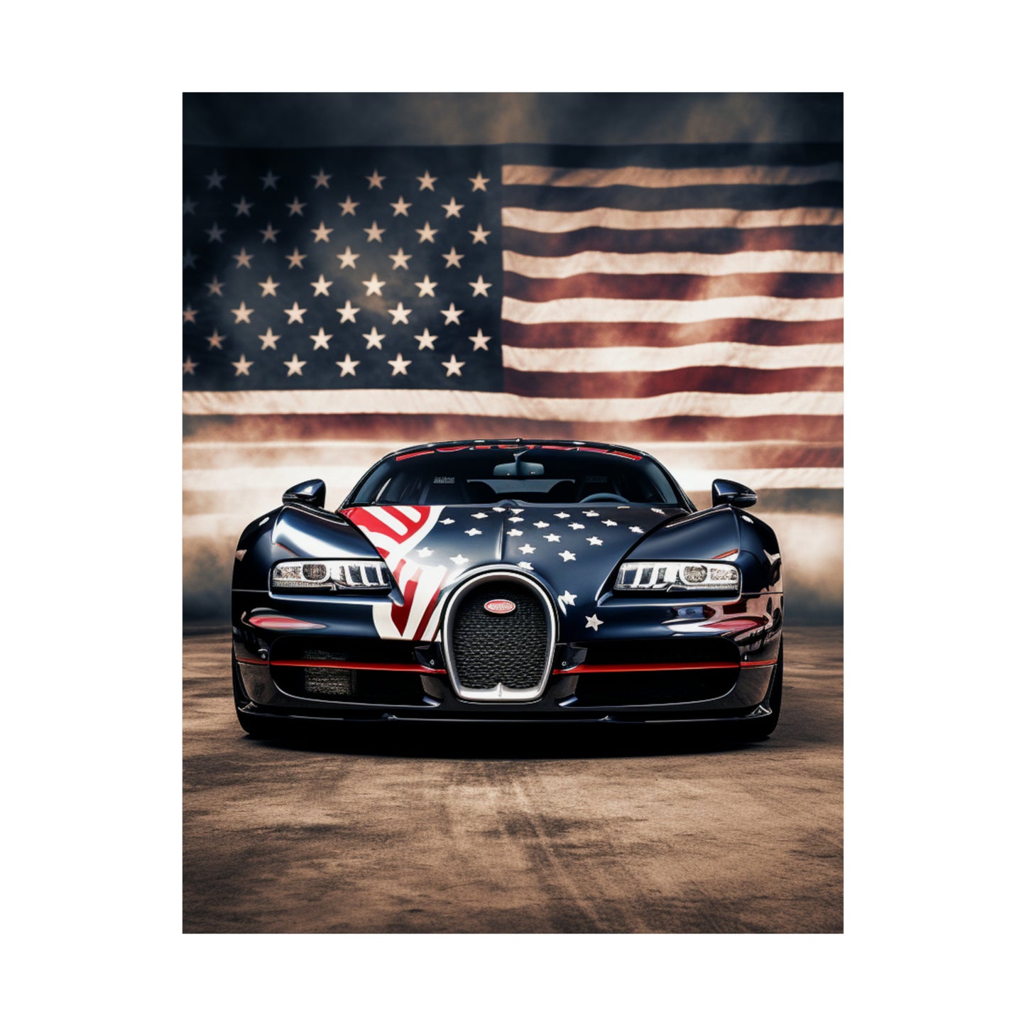 Premium Matte Vertical Posters Bugatti American Flag 2