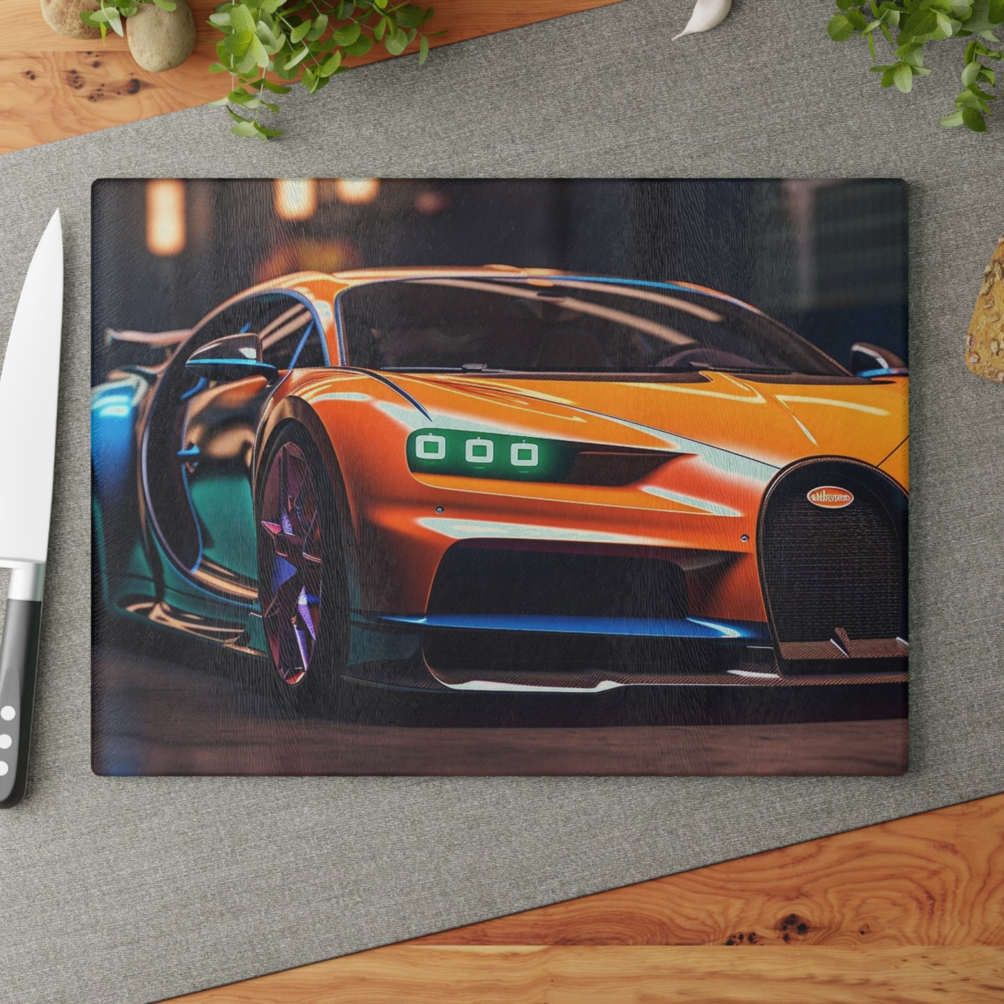 Glass Cutting Board Hyper Bugatti Neon Chiron 1