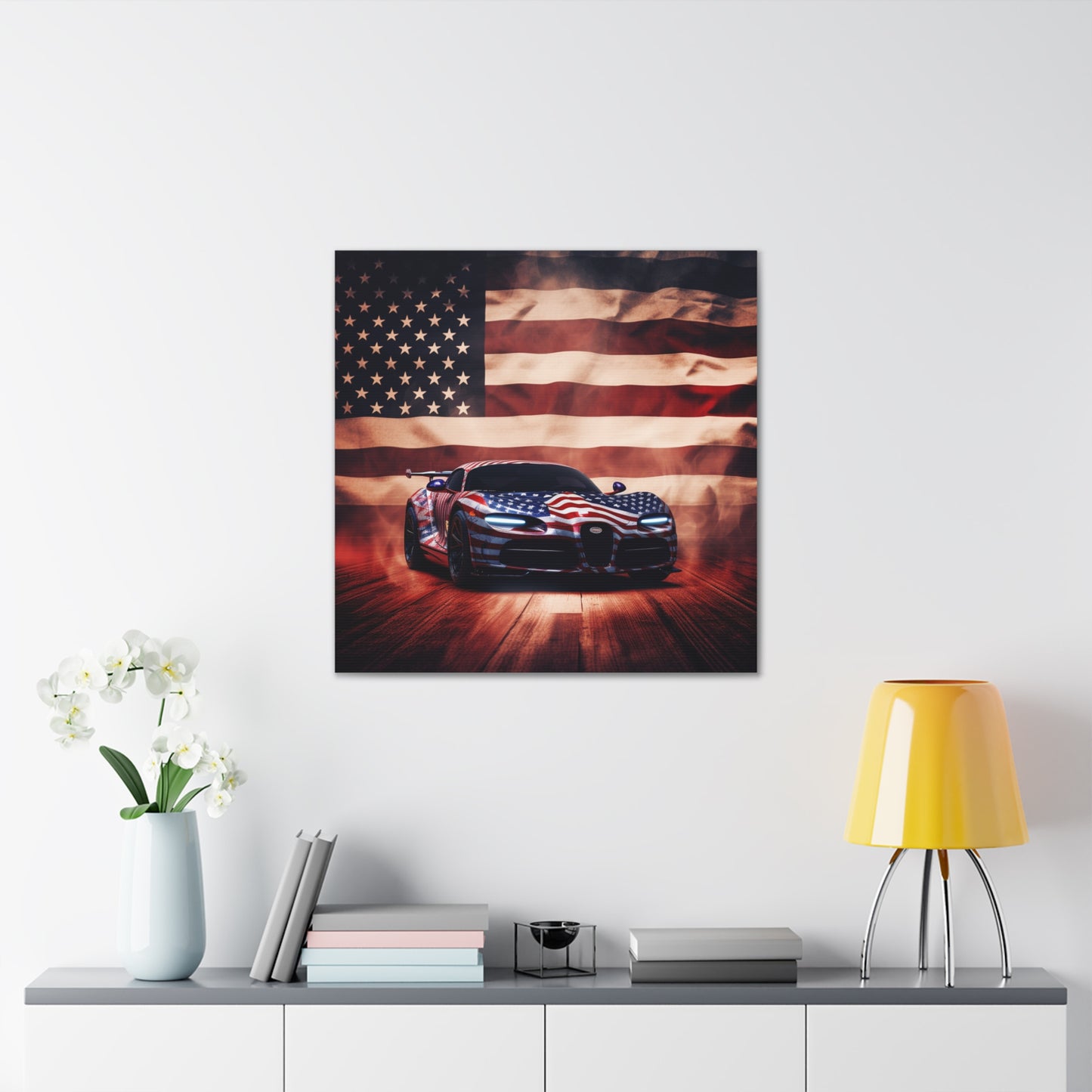 Canvas Gallery Wraps Abstract American Flag Background Bugatti 2