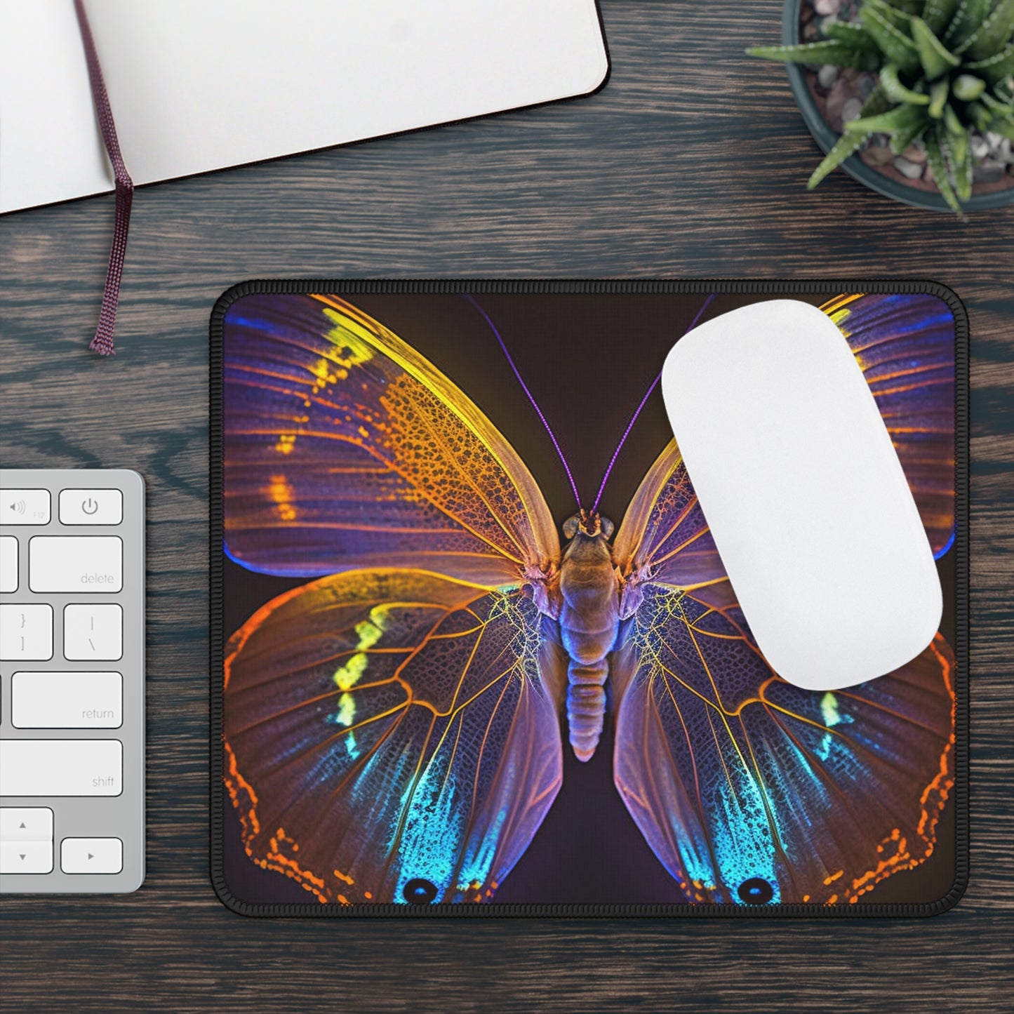 Gaming Mouse Pad  Neon Butterfly Flair 2