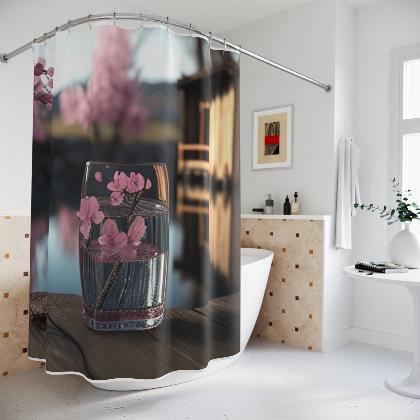 Polyester Shower Curtain Cherry Blossom 1