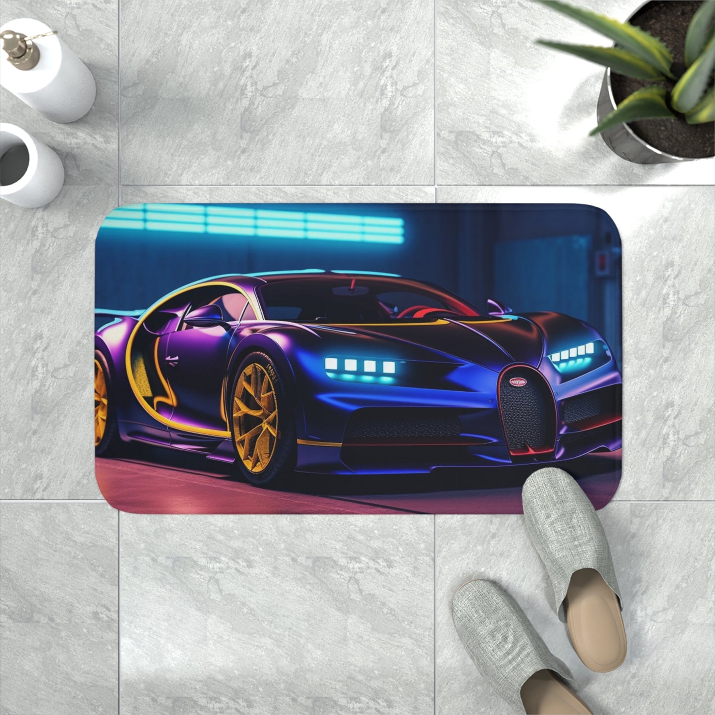 Memory Foam Bath Mat Hyper Bugatti Neon Chiron 4