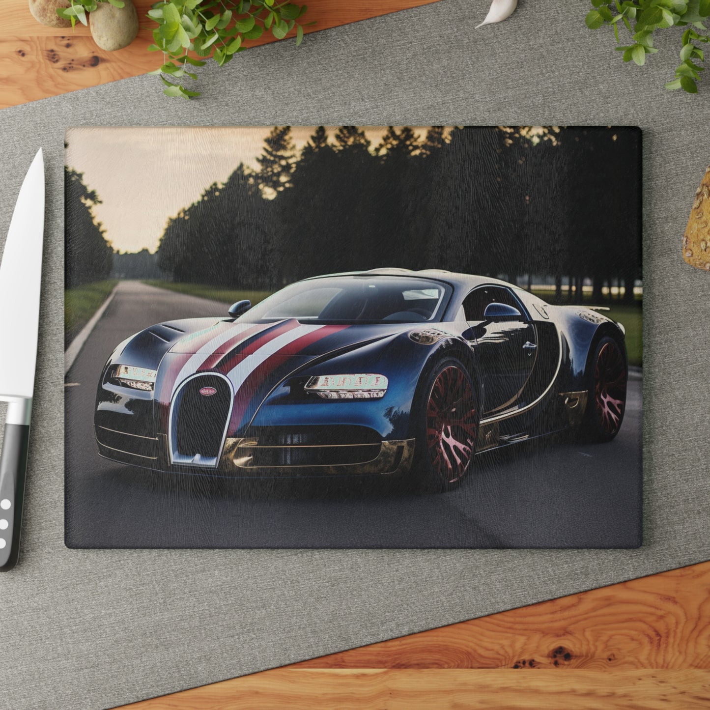 Glass Cutting Board Bugatti Flag American 1