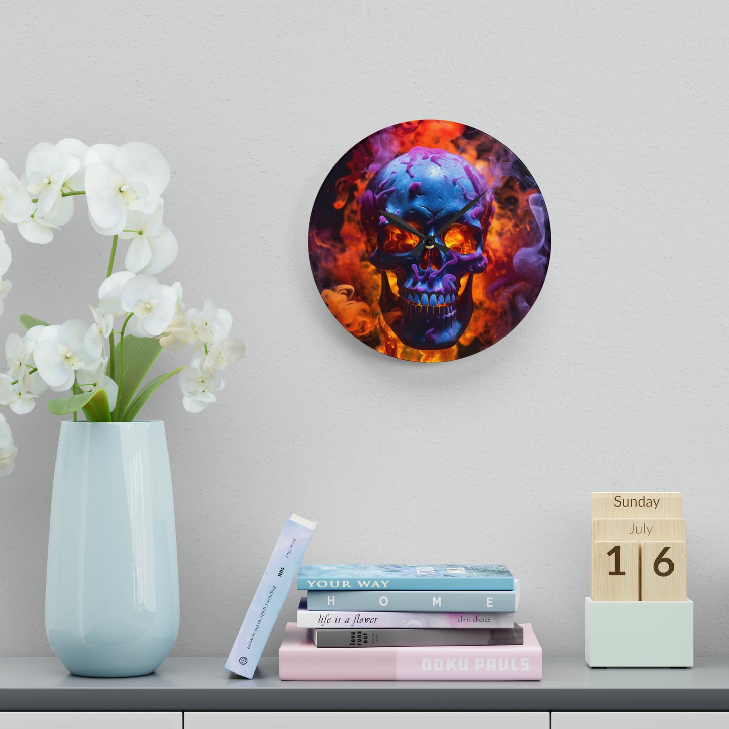 Acrylic Wall Clock Macro Skull 3