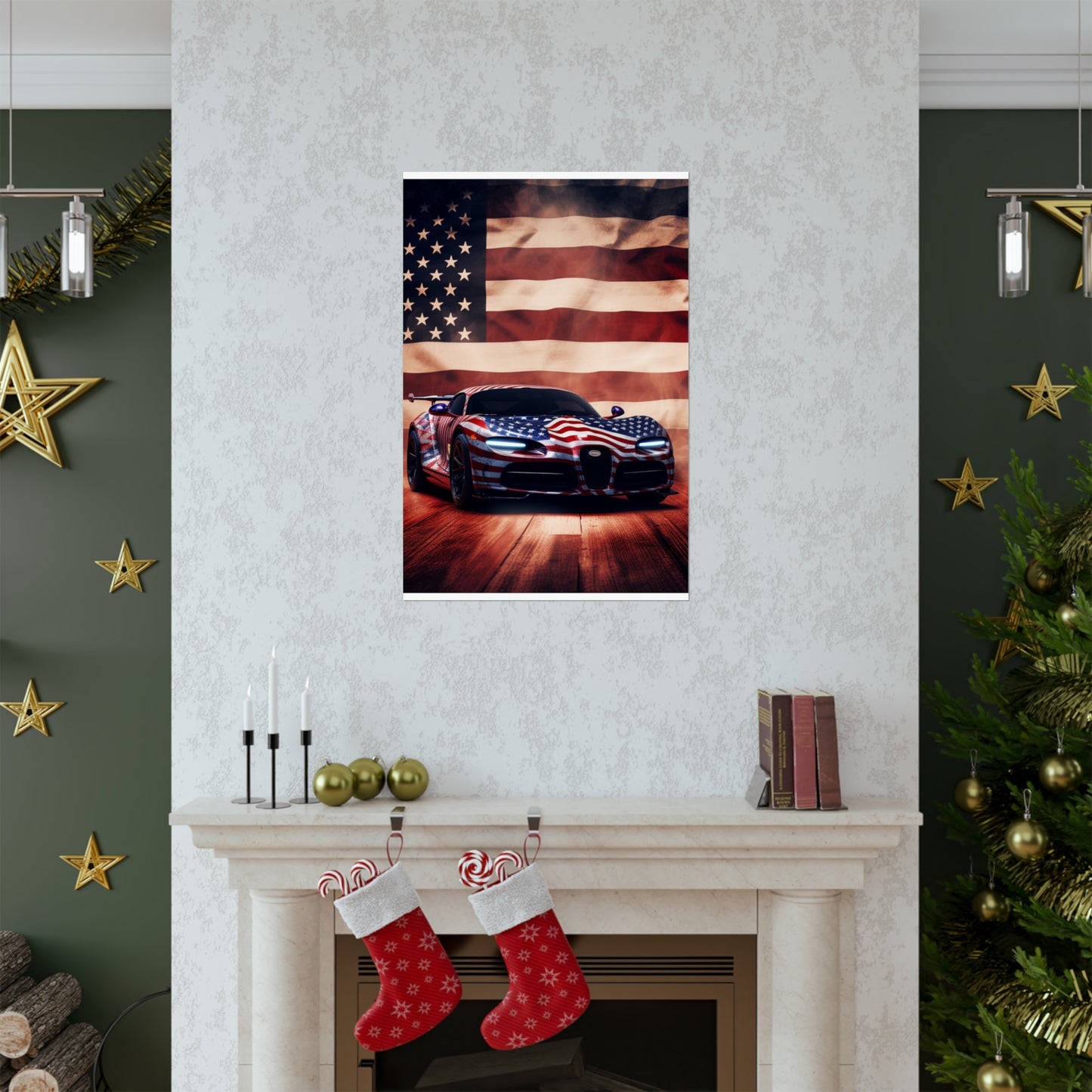 Premium Matte Vertical Posters Abstract American Flag Background Bugatti 2