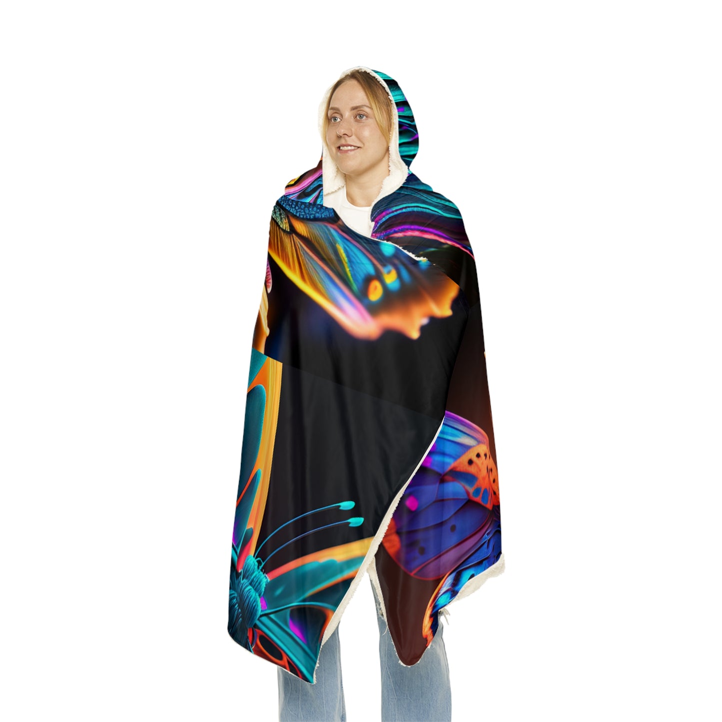 Snuggle Hooded Blanket Neon Butterfly Macro 5