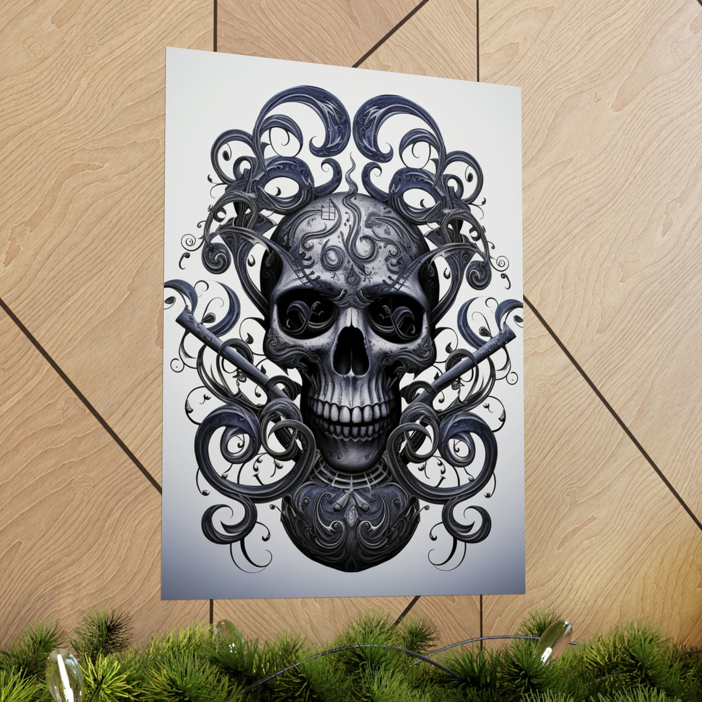 Premium Matte Vertical Posters Skull Treble Clef 1