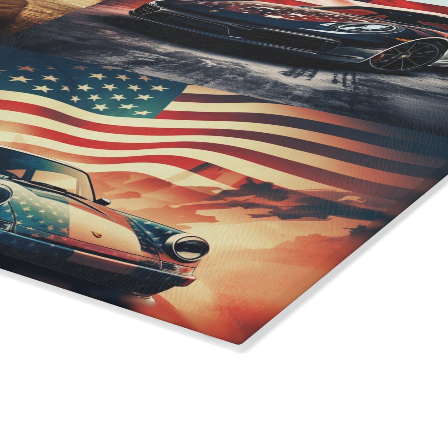 Glass Cutting Board Abstract American Flag Background Porsche 5