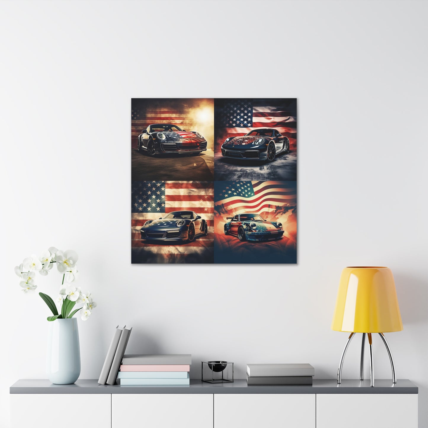 Canvas Gallery Wraps Abstract American Flag Background Porsche 5