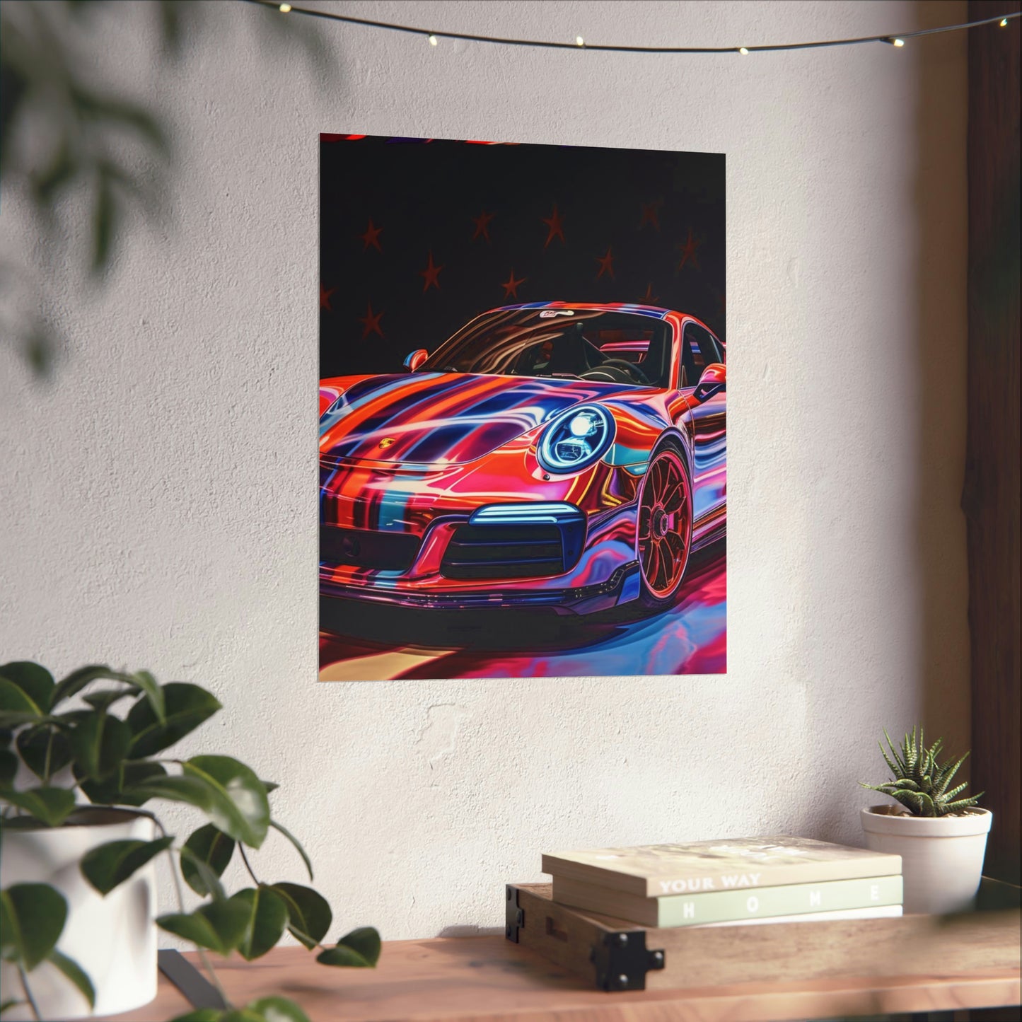 Premium Matte Vertical Posters American Flag Colored Porsche 4