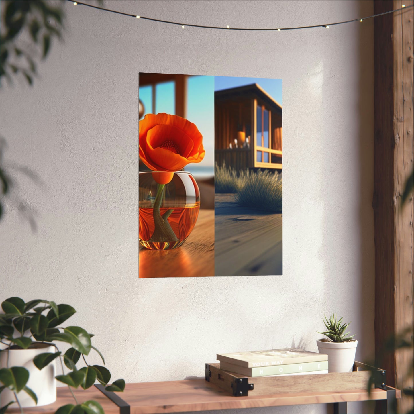 Premium Matte Vertical Posters Poppy in a Glass Vase 3