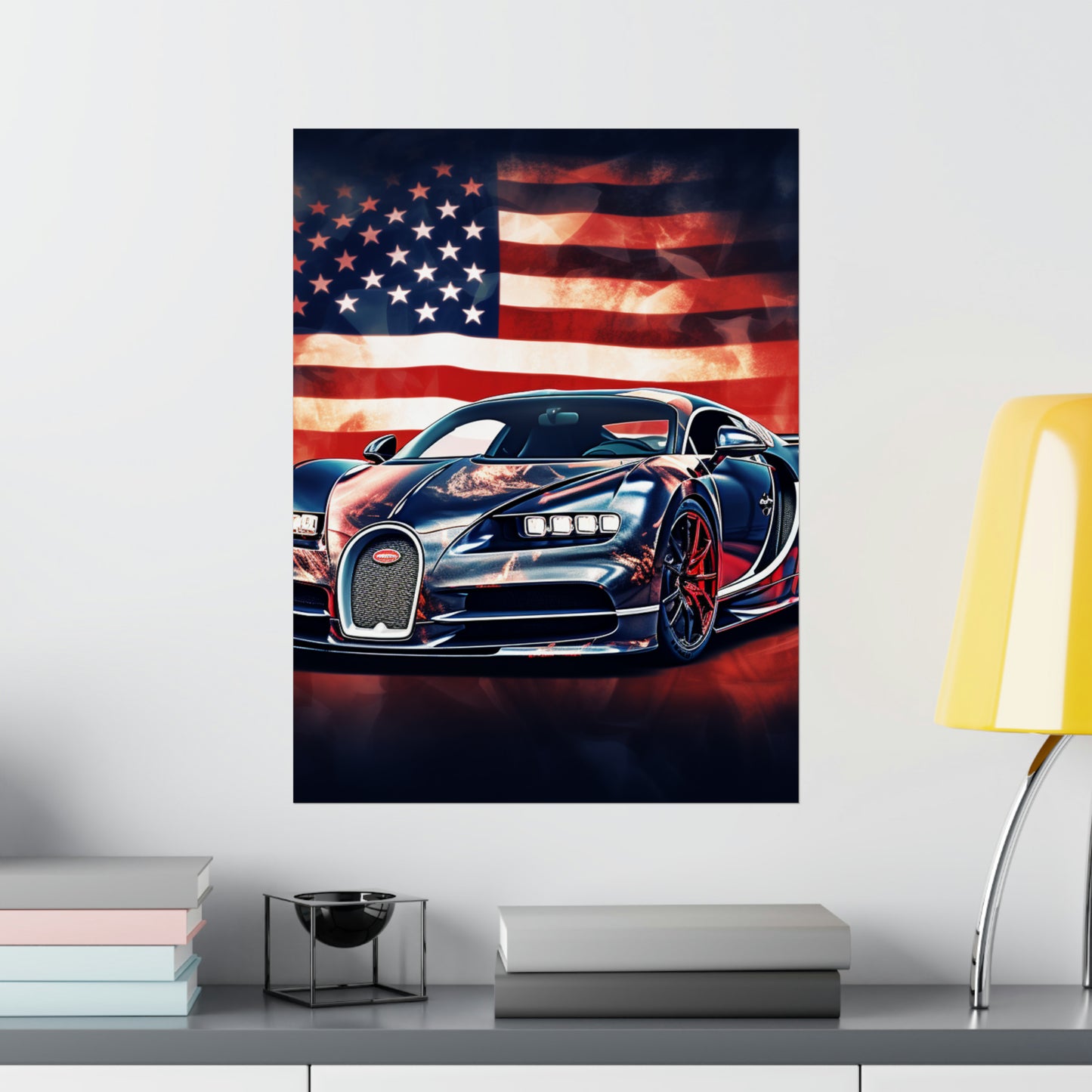 Premium Matte Vertical Posters Abstract American Flag Background Bugatti 4