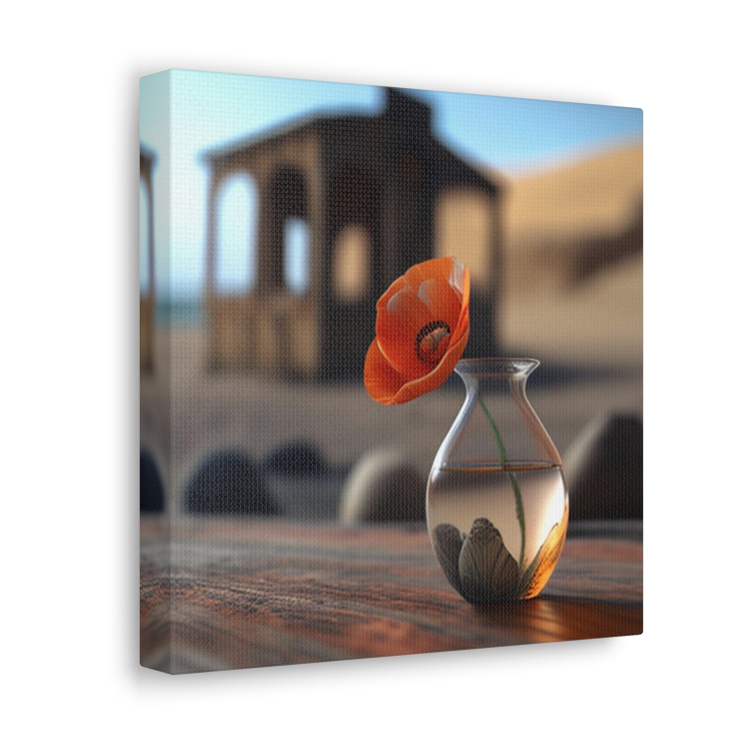 Canvas Gallery Wraps Poppy in a Glass Vase 1