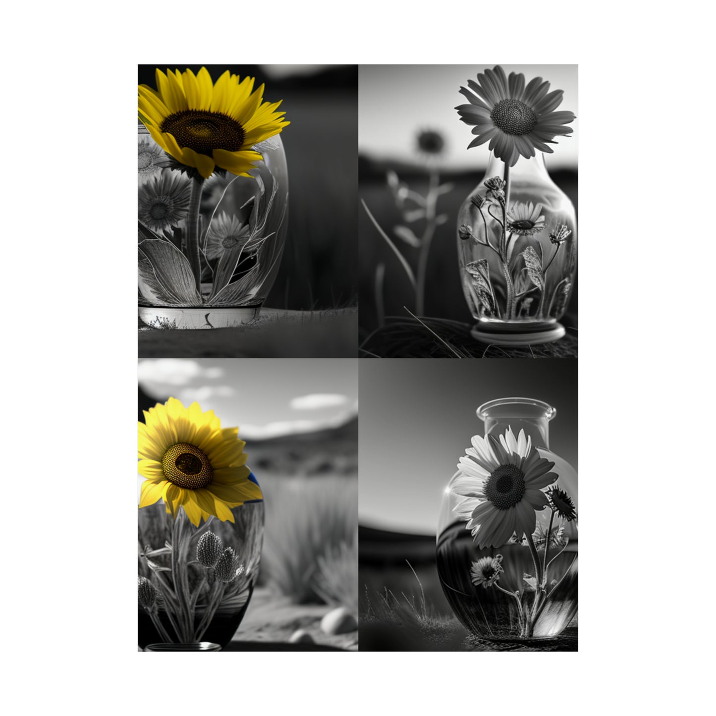 Premium Matte Vertical Posters Yellw Sunflower in a vase 5