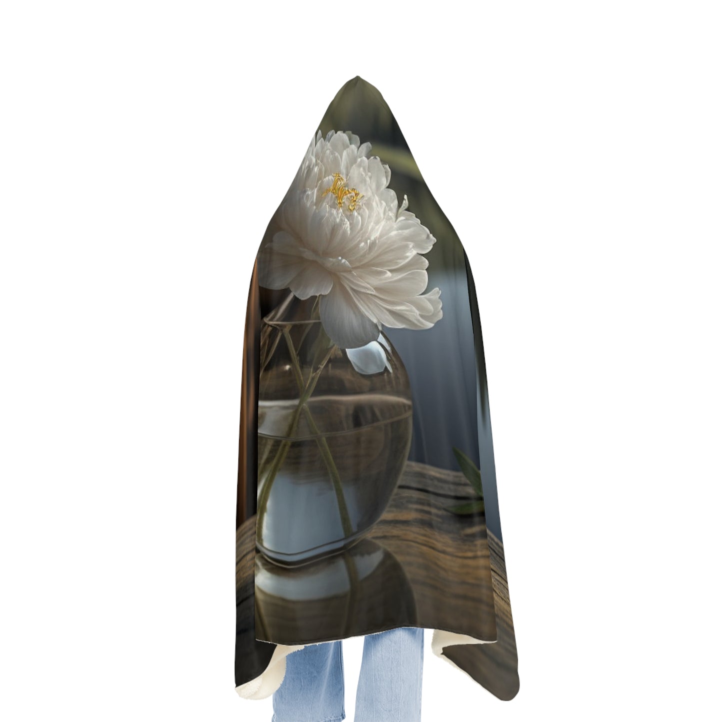 Snuggle Hooded Blanket White Peony glass vase 4