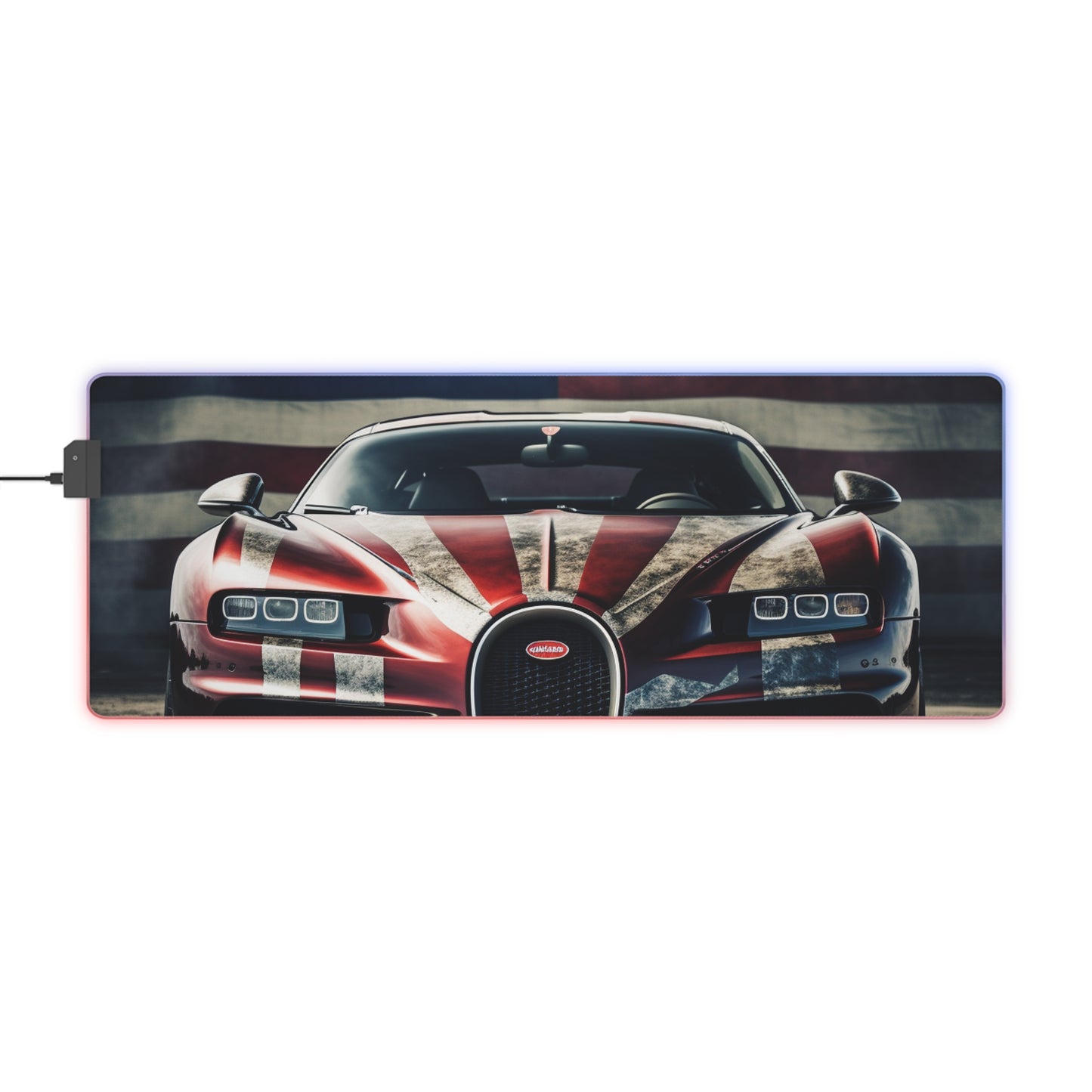 LED Gaming Mouse Pad American Flag Background Bugatti 3