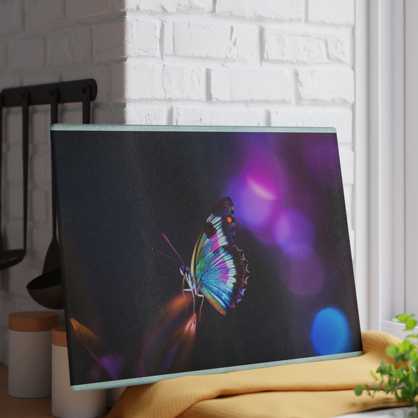 Glass Cutting Board Photo Realistic Butterfly 1