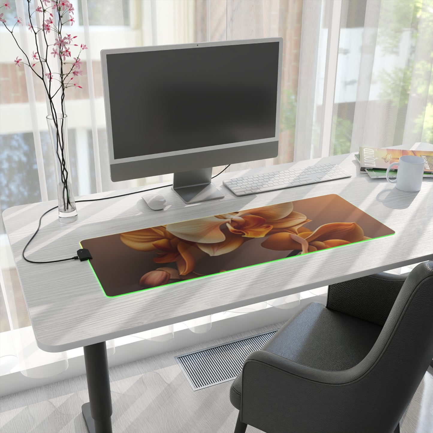 LED Gaming Mouse Pad orchid pedals 2