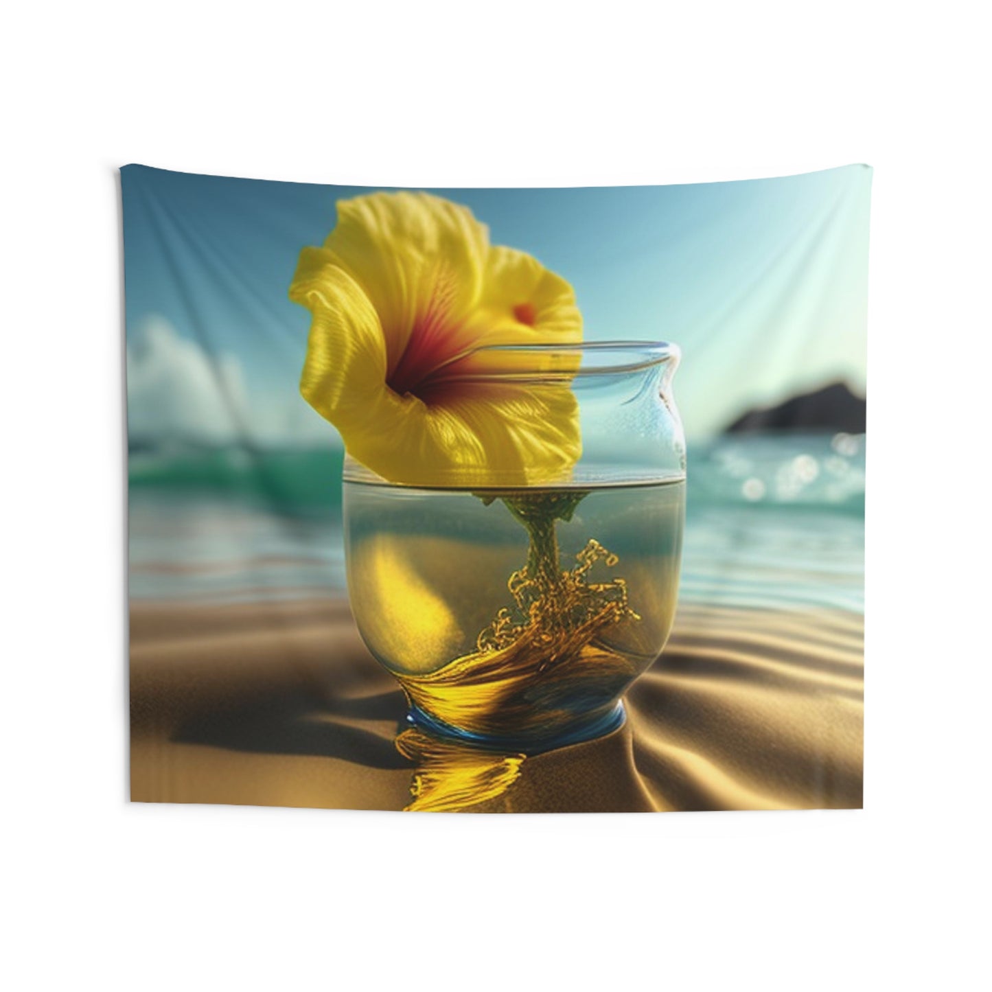 Indoor Wall Tapestries Yellow Hibiscus glass 1