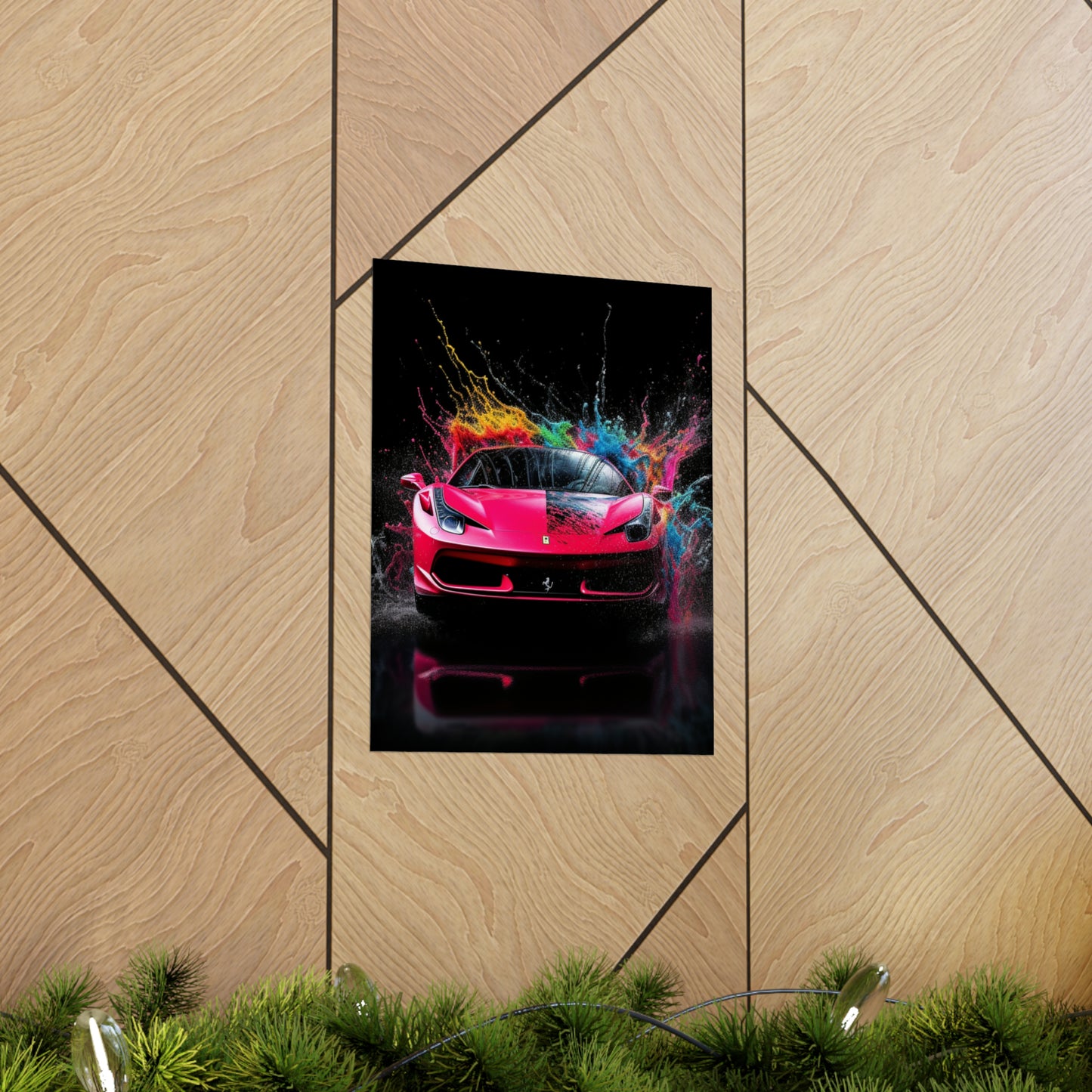 Premium Matte Vertical Posters Ferrari Water Splash 2