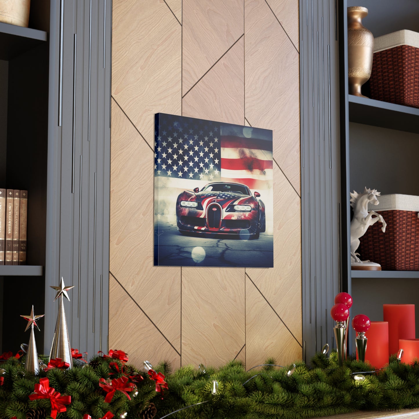 Canvas Gallery Wraps Abstract American Flag Background Bugatti 1