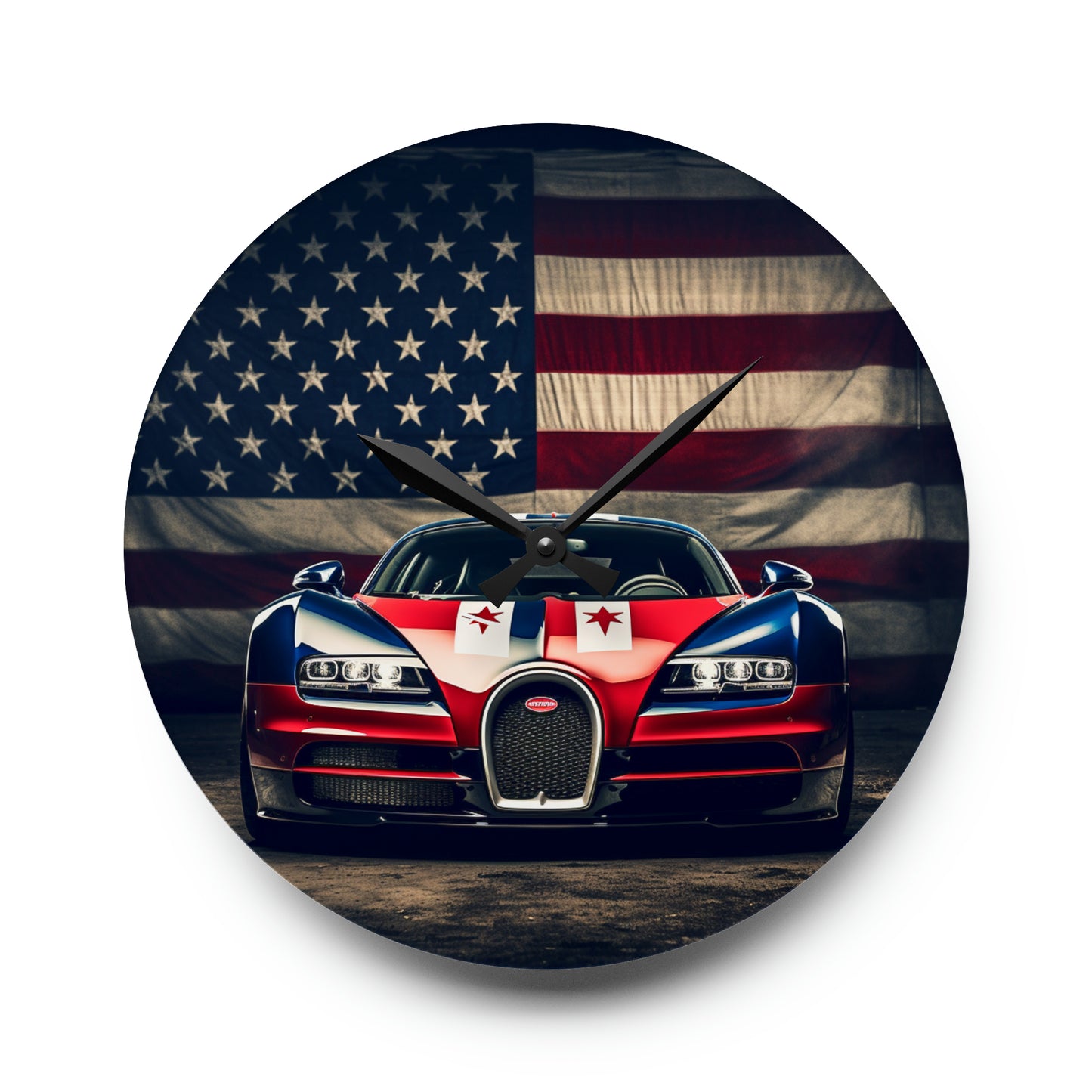 Acrylic Wall Clock Bugatti American Flag 3