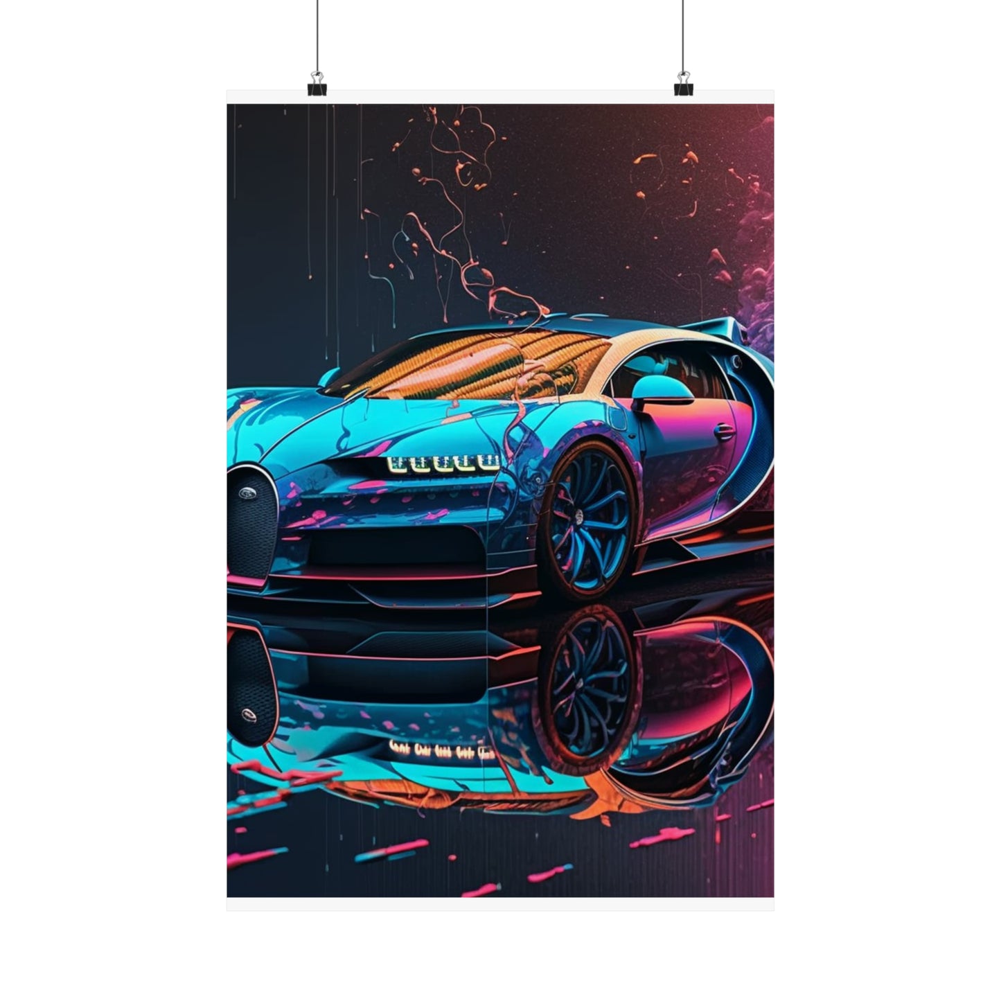 Premium Matte Vertical Posters Bugatti Neon Chiron 4