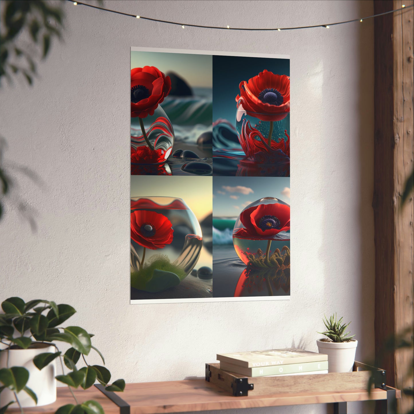 Premium Matte Vertical Posters Red Anemone in a Vase 5