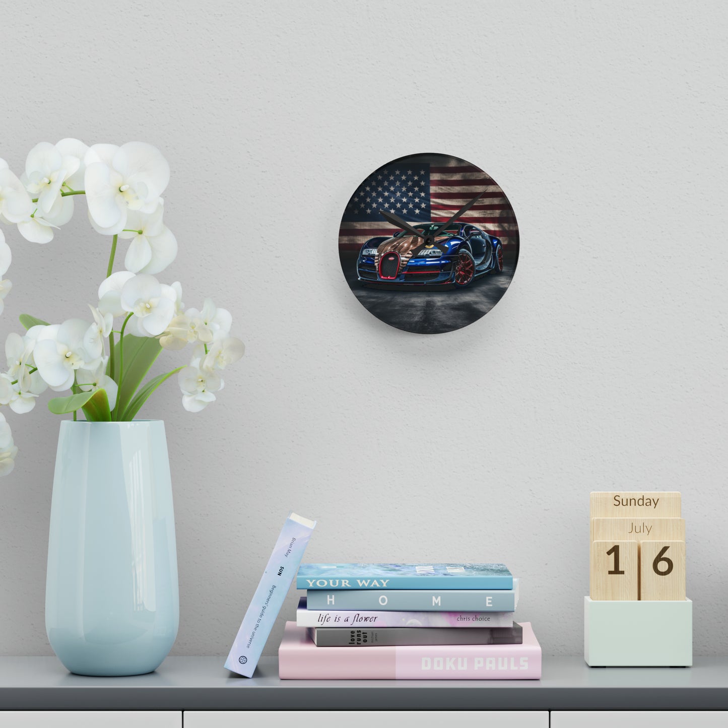 Acrylic Wall Clock Bugatti American Flag 4