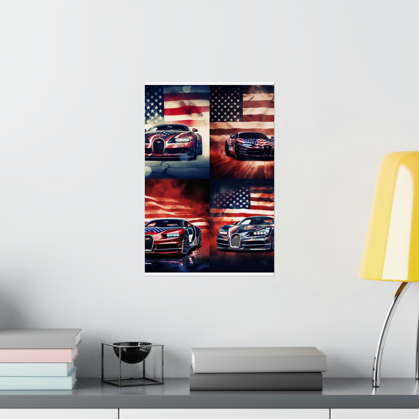 Premium Matte Vertical Posters Abstract American Flag Background Bugatti 5