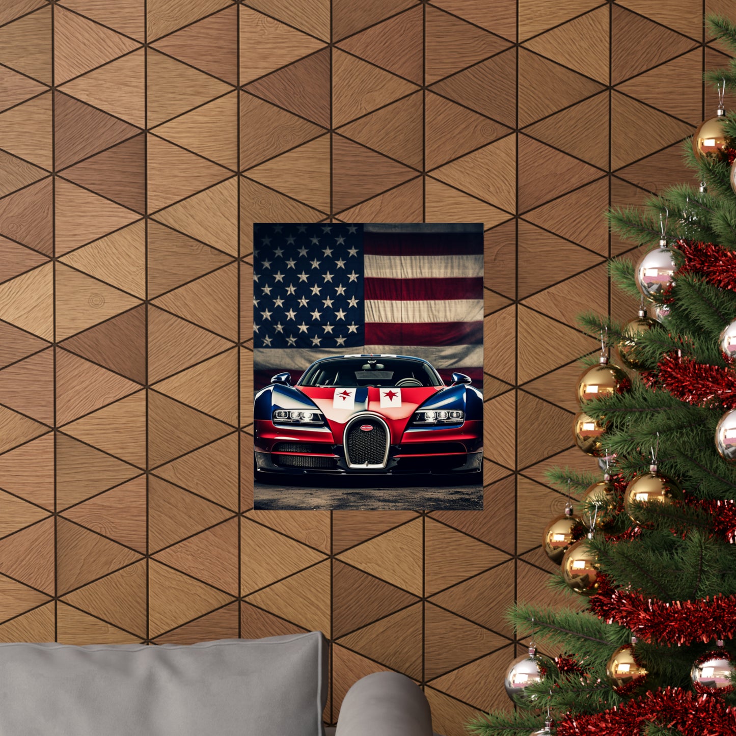 Premium Matte Vertical Posters Bugatti American Flag 3