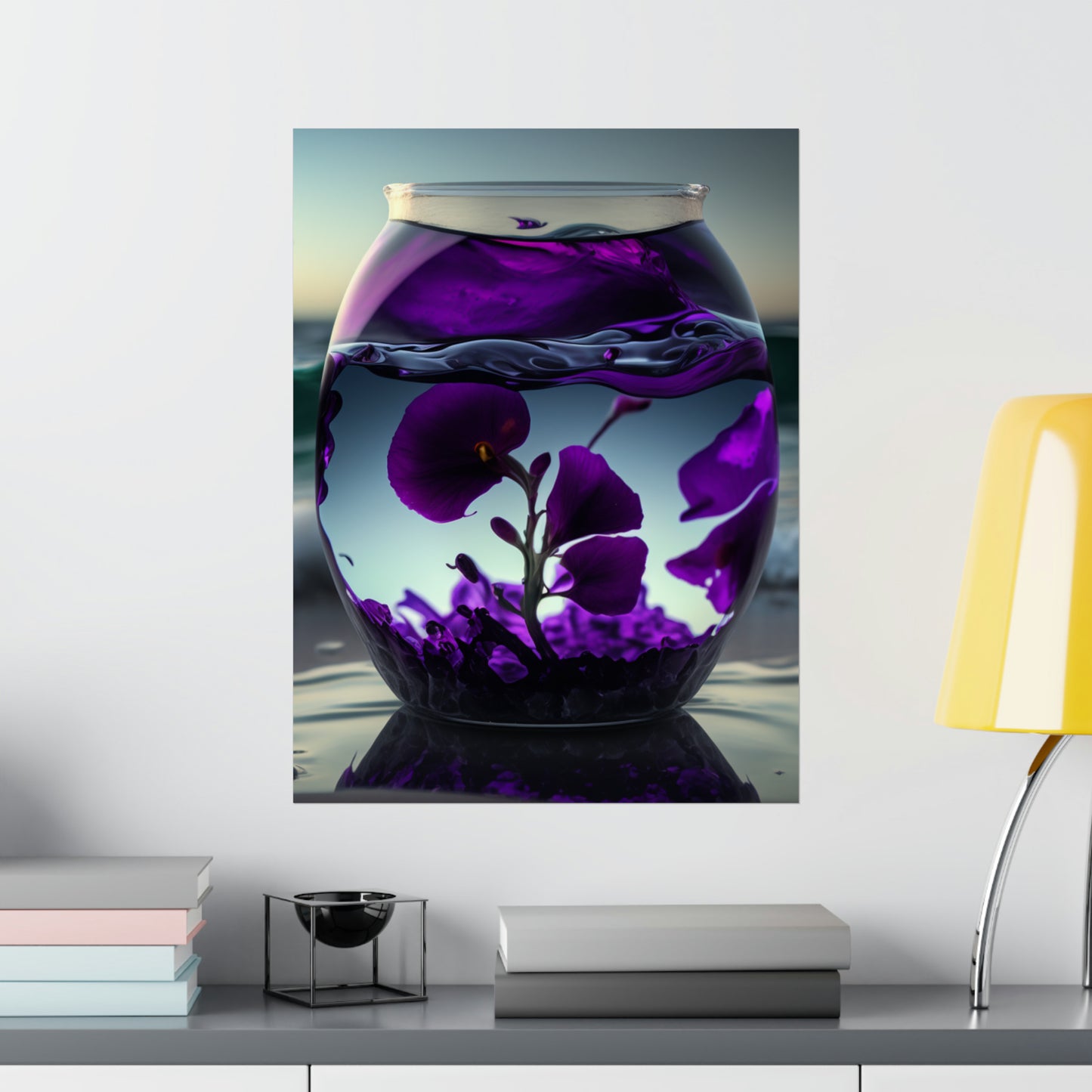 Premium Matte Vertical Posters Purple Sweet pea in a vase 4