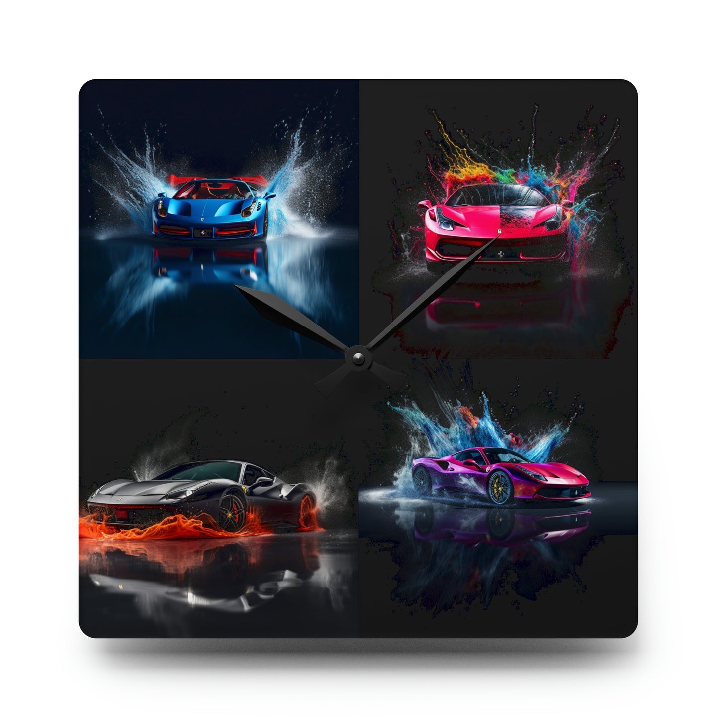 Acrylic Wall Clock Ferrari Water Splash 5