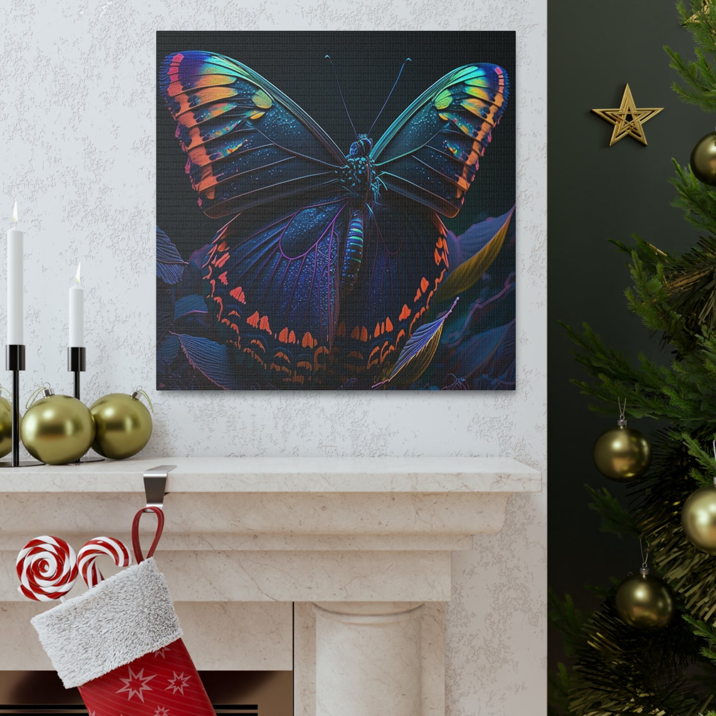 Canvas Gallery Wraps Hue Neon Butterfly 3