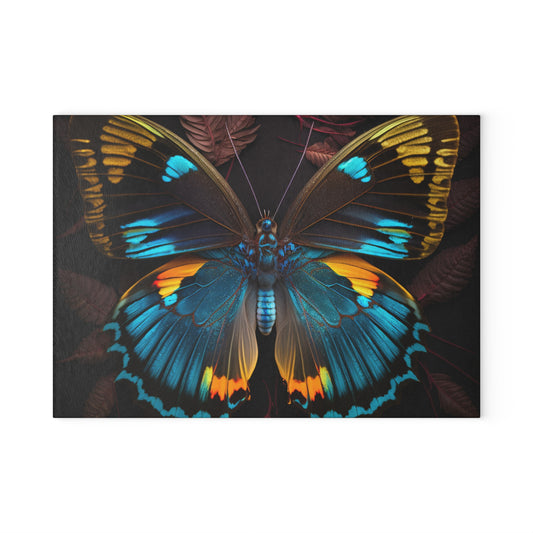 Glass Cutting Board Neon Butterfly Flair 1