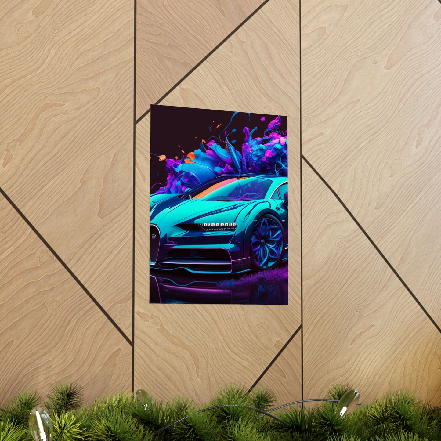 Premium Matte Vertical Posters Bugatti Neon Chiron 3