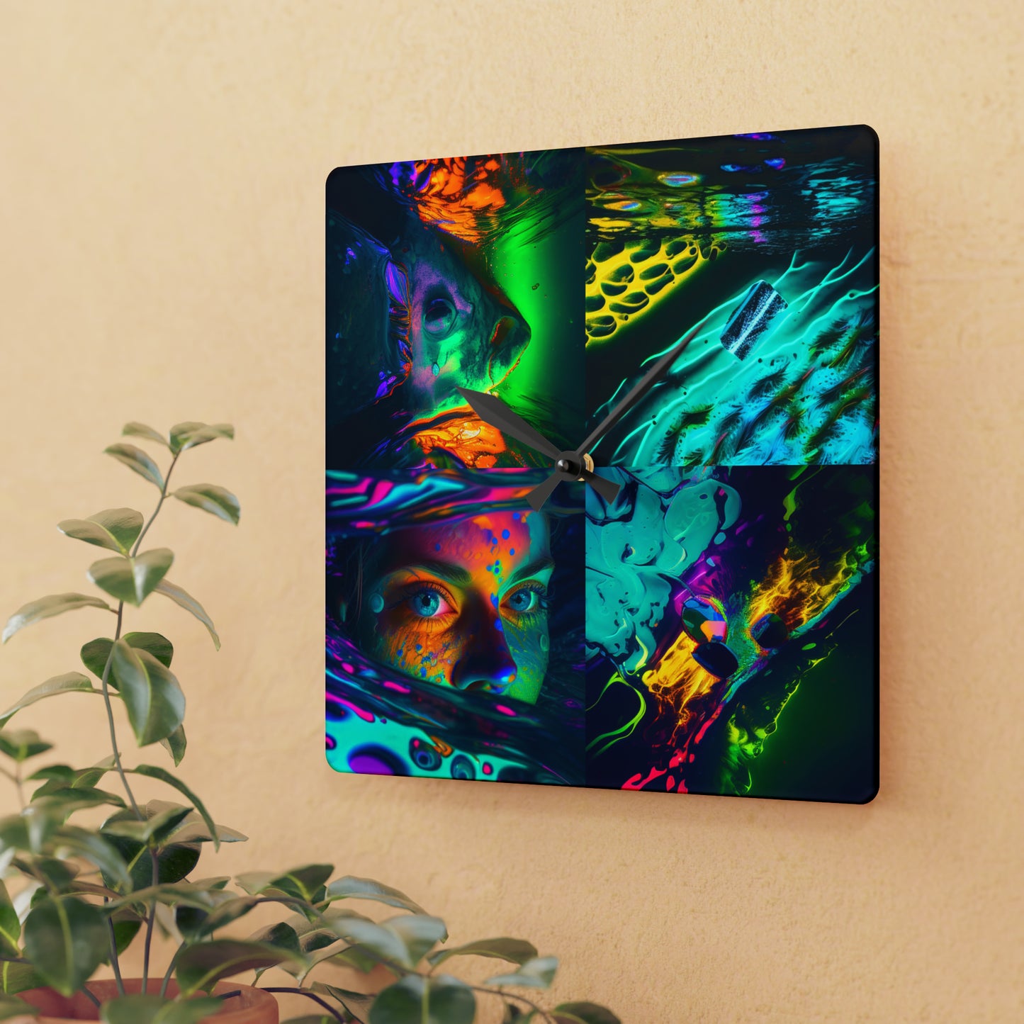 Acrylic Wall Clock Florescent Glow 5