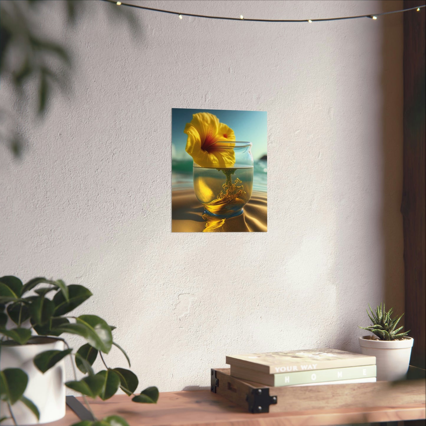 Premium Matte Vertical Posters Yellow Hibiscus glass 1