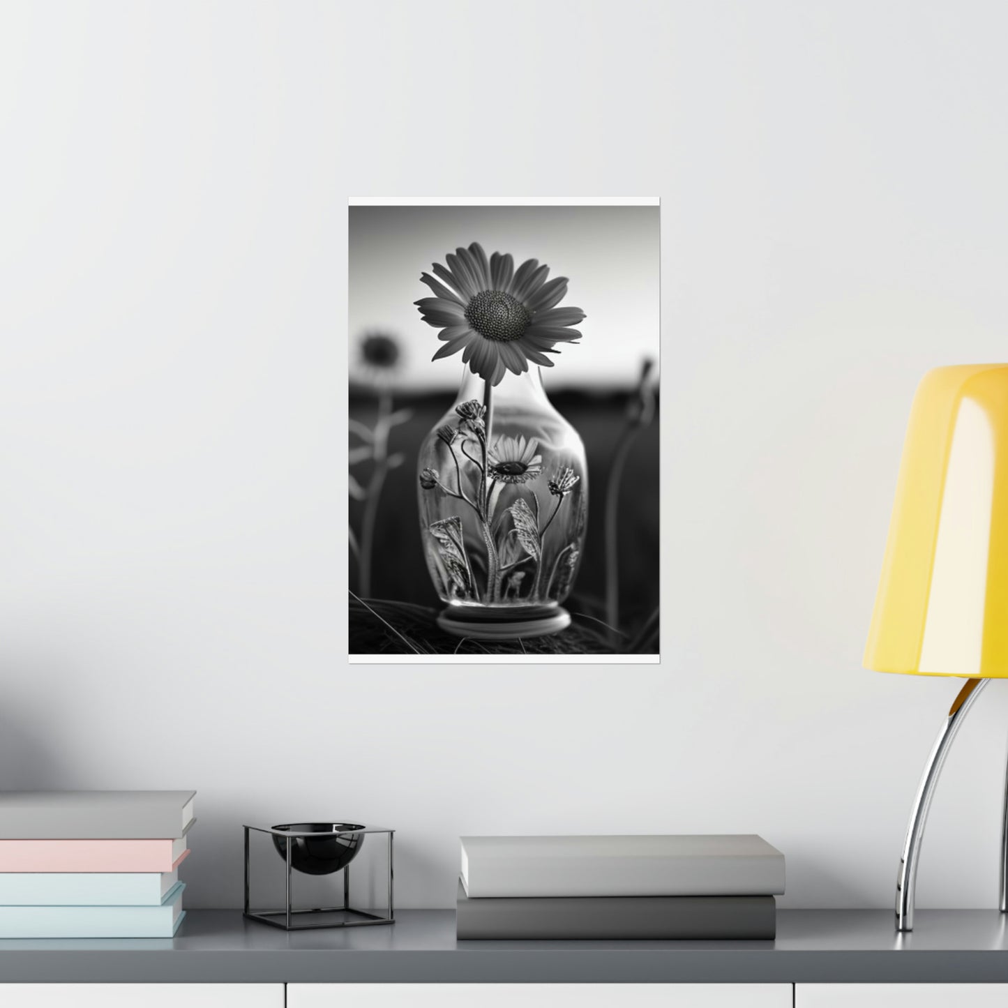 Premium Matte Vertical Posters Yellw Sunflower in a vase 2