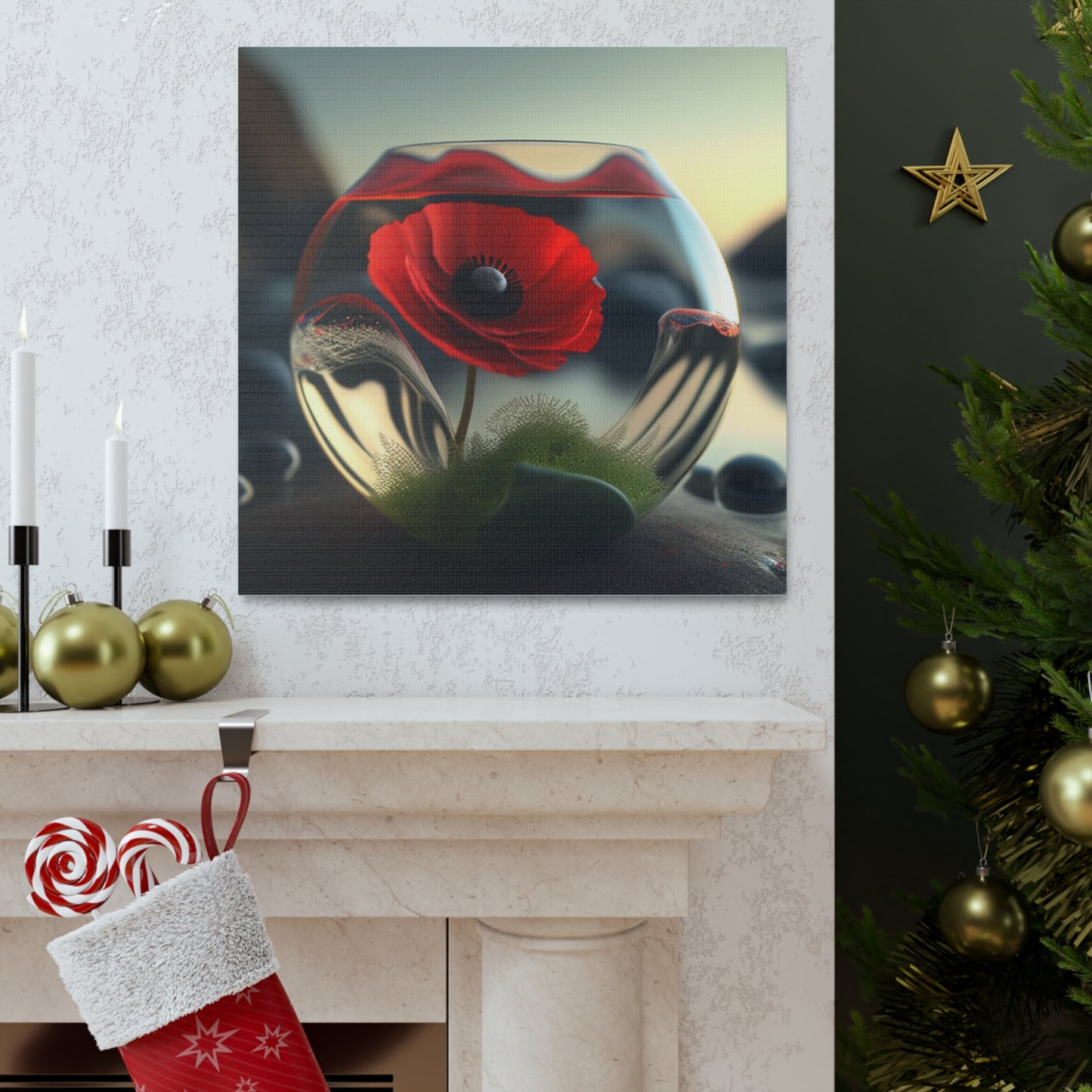 Canvas Gallery Wraps Red Anemone in a Vase 3