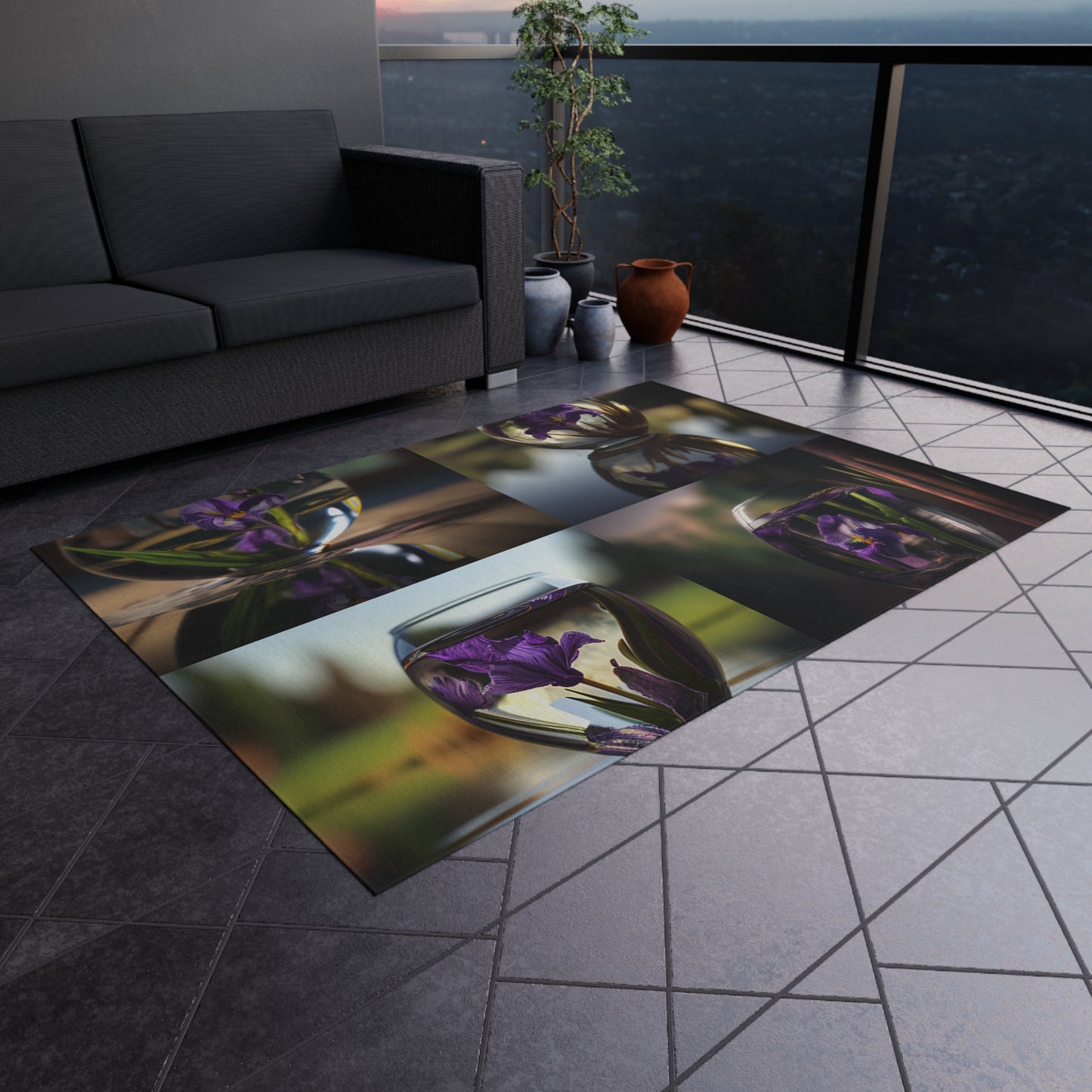 Outdoor Rug  Purple Iris in a vase 5