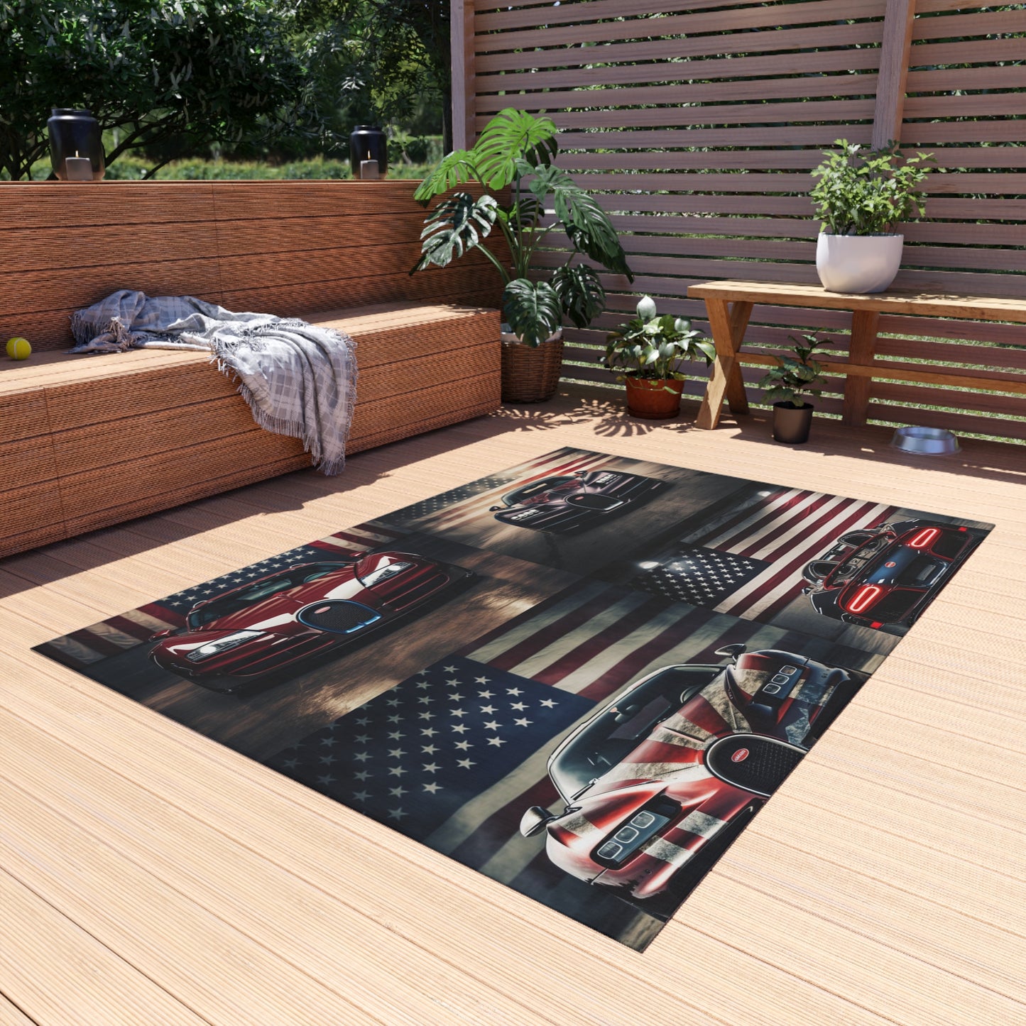 Outdoor Rug  American Flag Background Bugatti 5